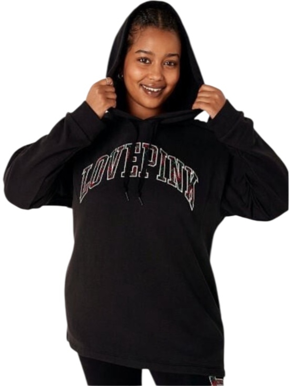 PINK LOVE PINK Plaid Logo Athletic Hoodie